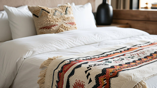 Bamboo and organic cotton bedding on a cozy bed for eco-friendly guest comfort