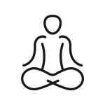 Icon of a person in a meditation pose, symbolizing relaxation and mindfulness